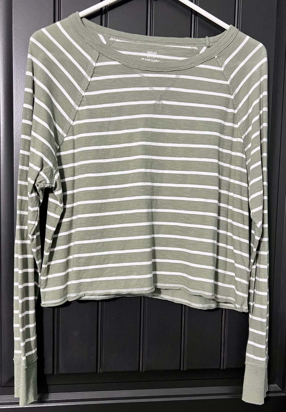 Aerie Striped Long Sleeve Waist Length Top Size XS